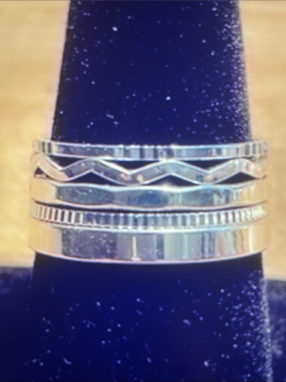 Womens Silver 5 Stackable Geometric Ring Set - Silver